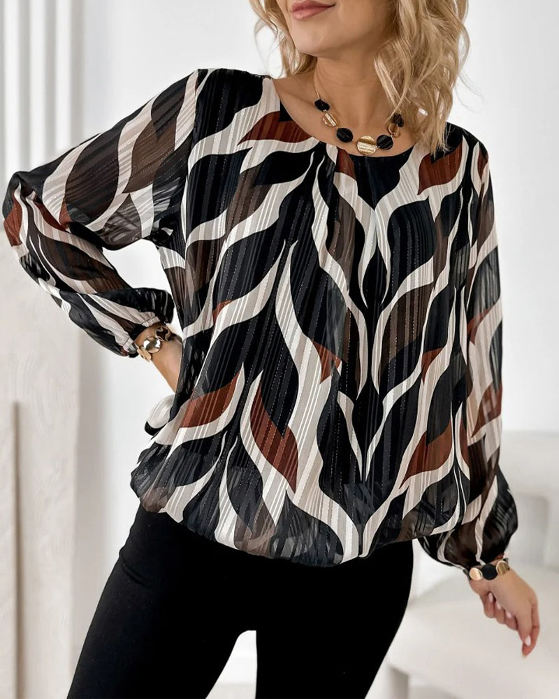 Blouse À Manches Ballon Et Col Rond