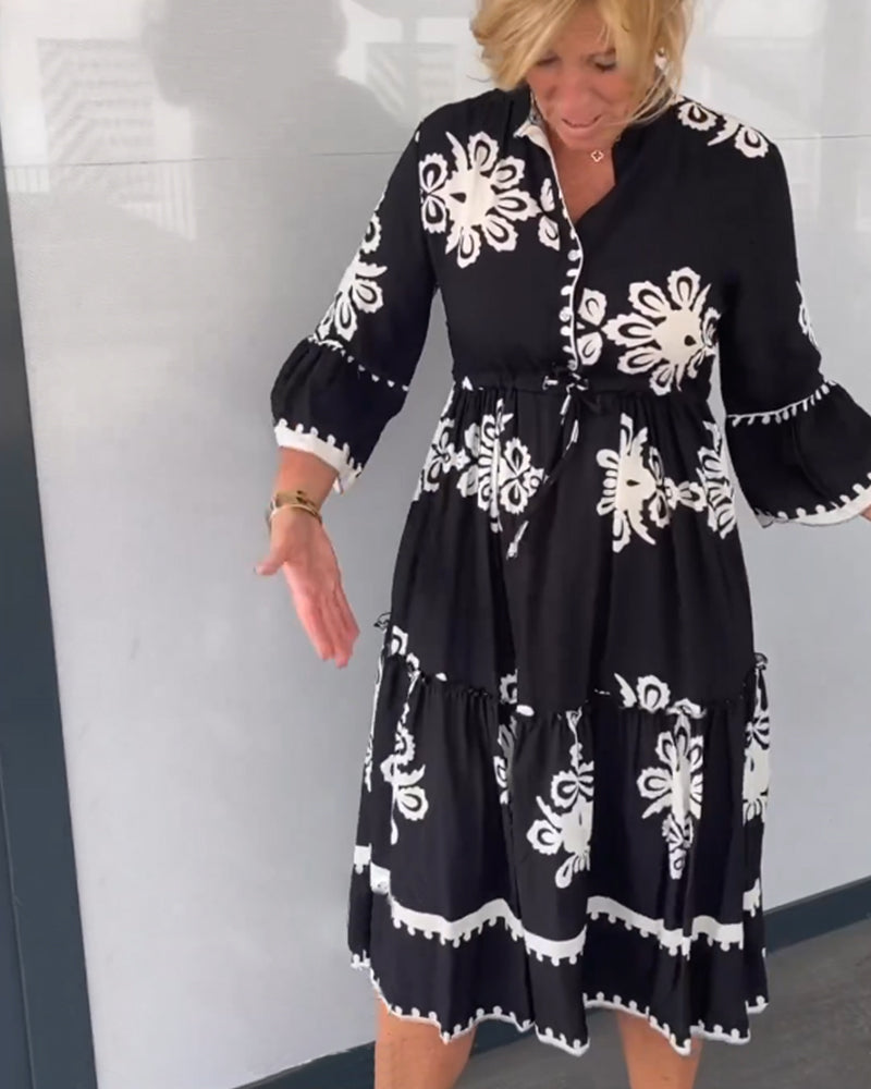 Robe à imprimé floral et manches 3/4