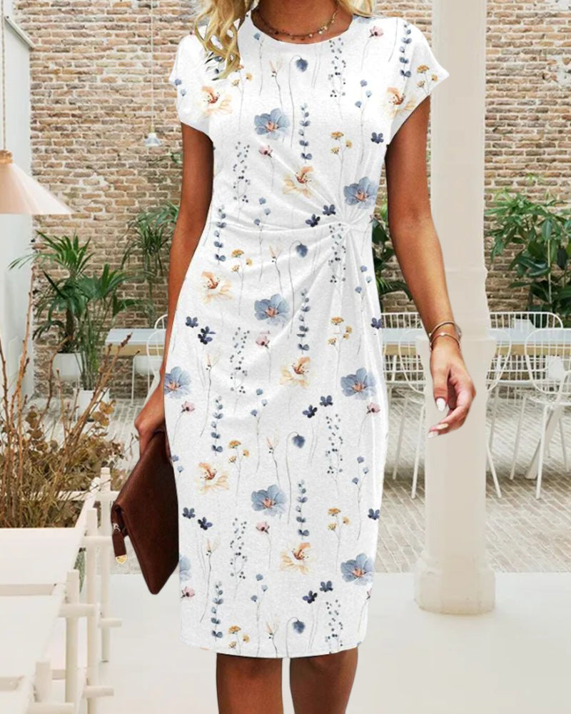 Robe à imprimé floral et manches courtes