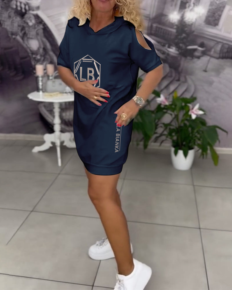 Robe À Capuche Imprimé Lettres Sport