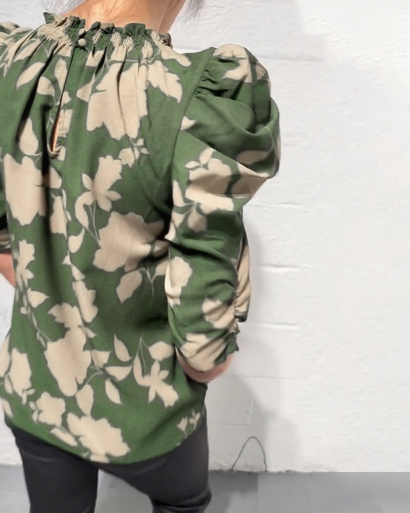 Blouse Manche Bouffante Volant