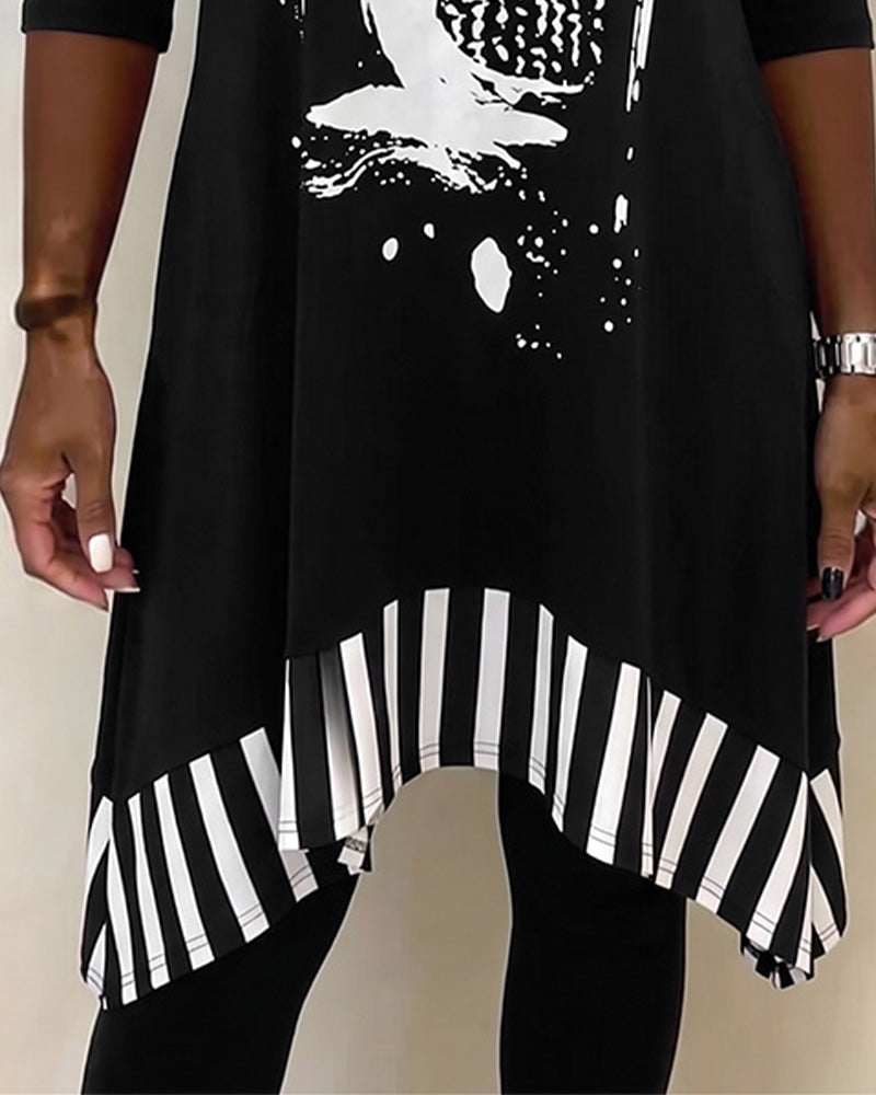 Robe Décolleté Large Imprimé Irrégulier