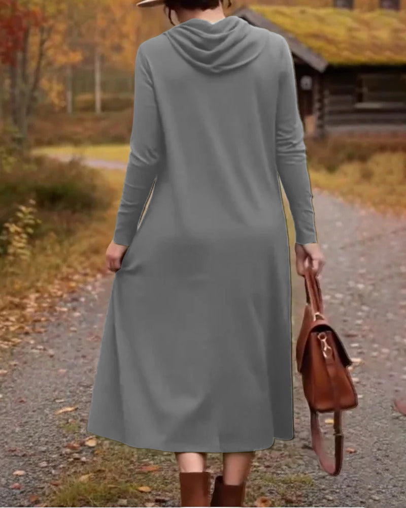 Robe décontractée simple de couleur unie avec poche