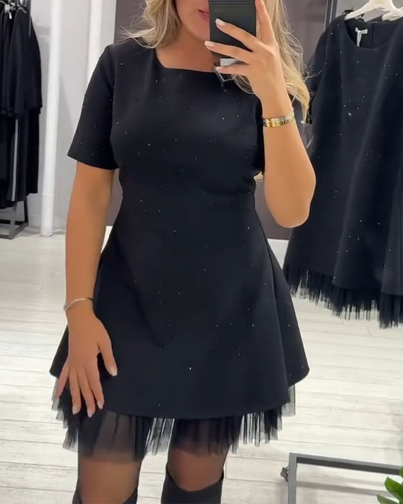 Robe élégante en patchwork de maille scintillante