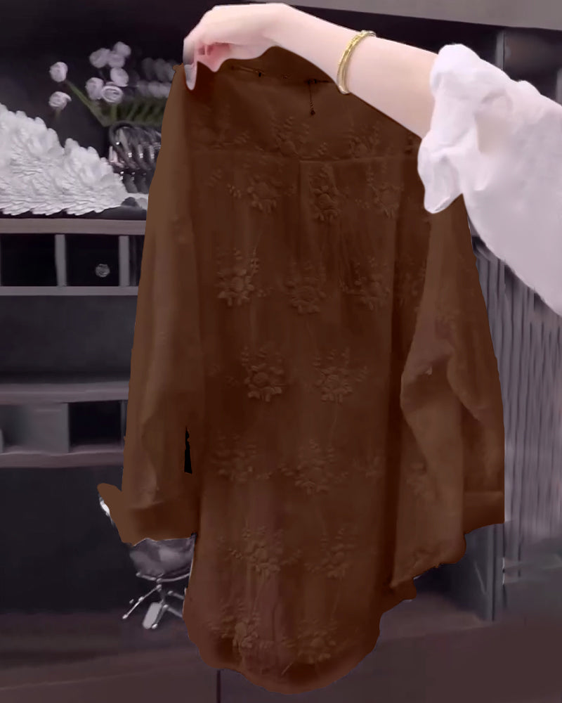 Chemise Uni Brodée Épaules Tombées