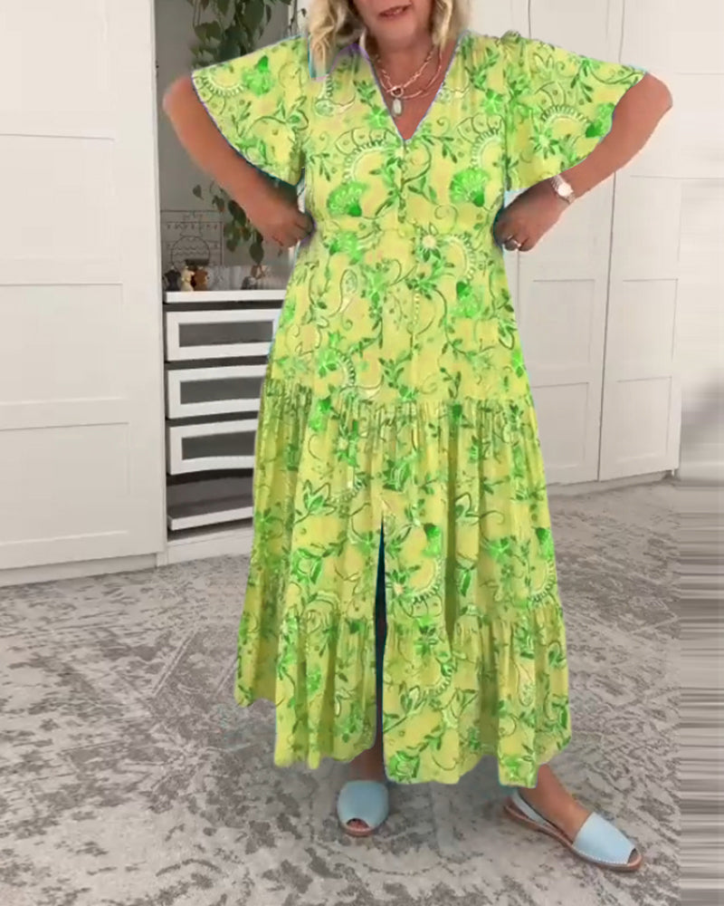 Robe à manches courtes avec poches et imprimé