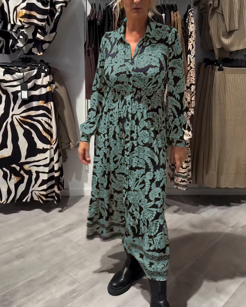 Robe De Mode À Col À Revers Imprimée