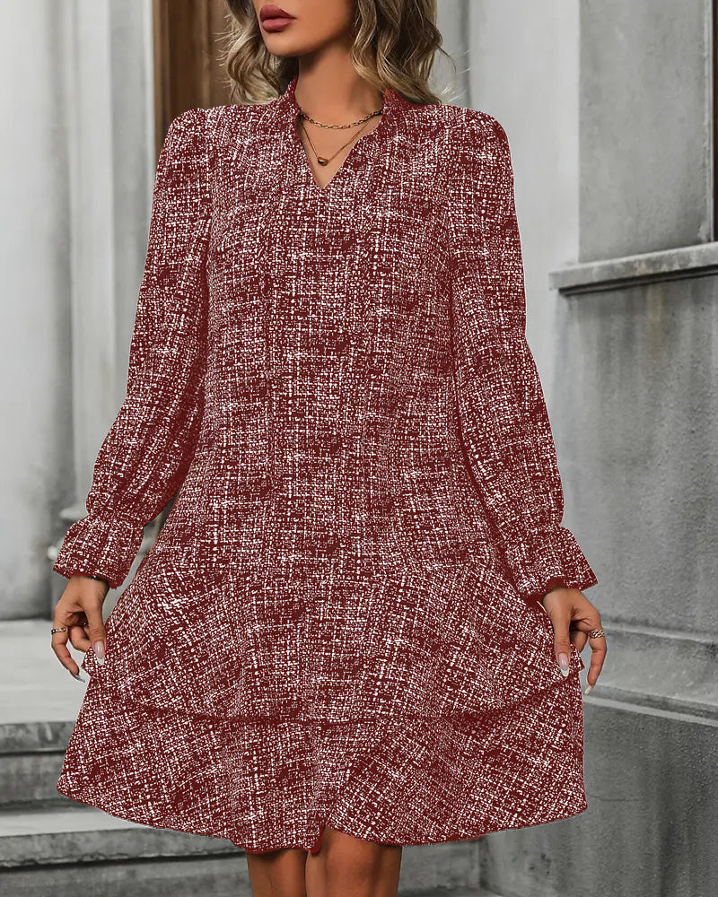 Robe Élégante À Manches Évasées Rayée