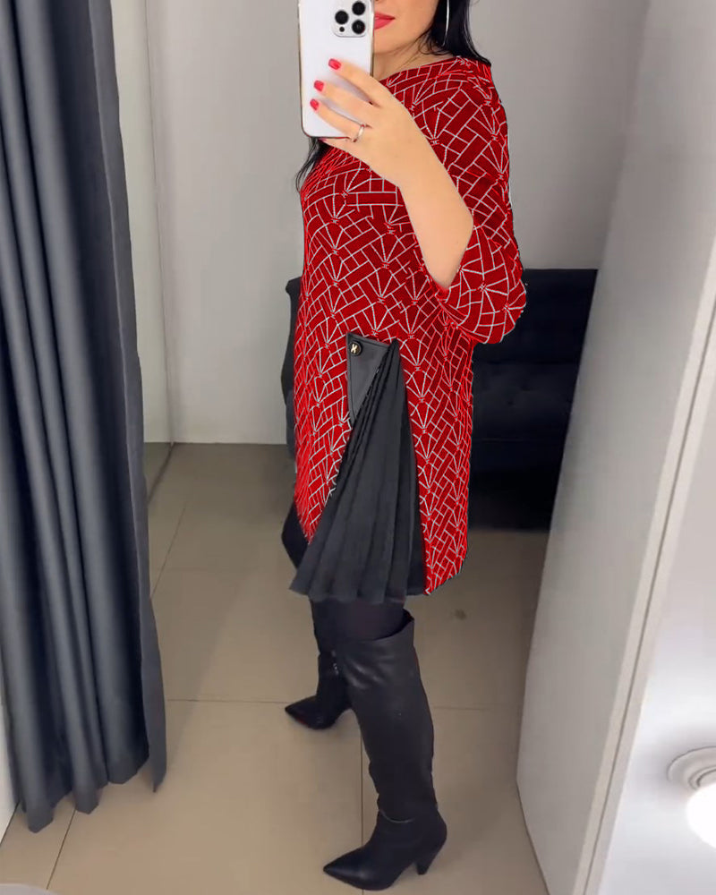 Robe imprimée ligne col rond