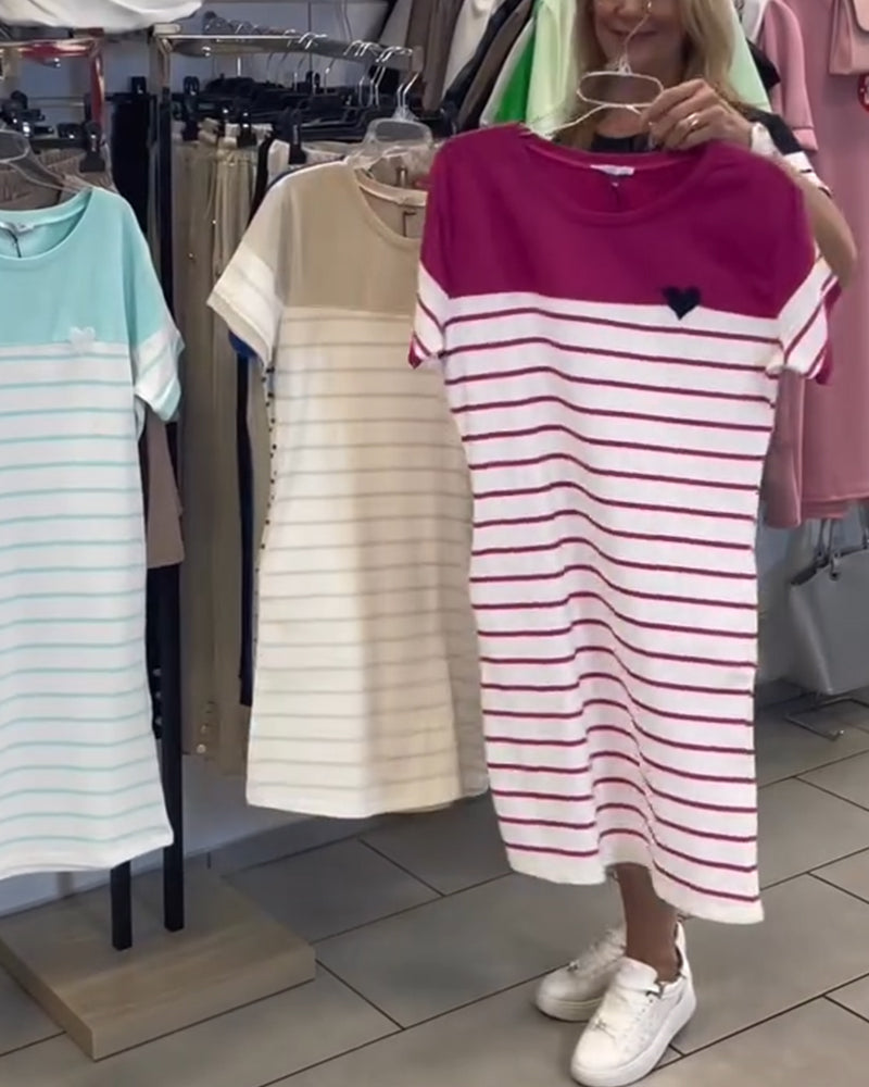 Robe Col Rond Décontracté Rayé