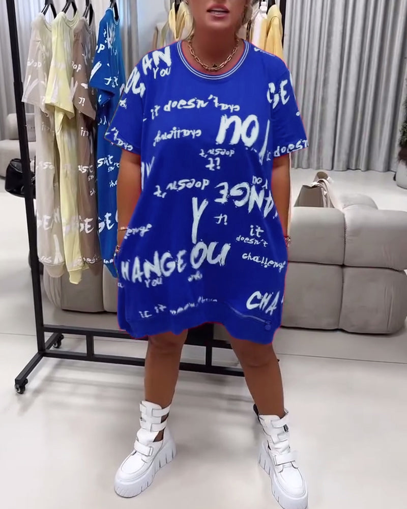 Robe Lâche Lettre Imprimé