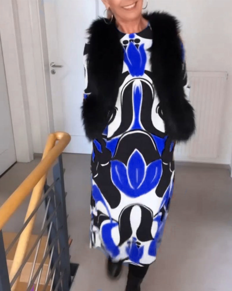 Robe imprimée à col rond