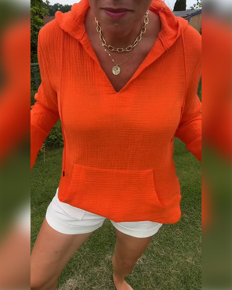 Blouse Unie Avec Poche Mode