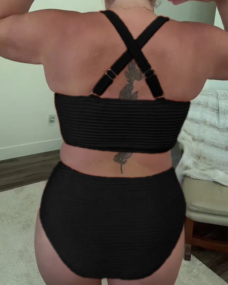 Bikini décontracté triangle de couleur unie