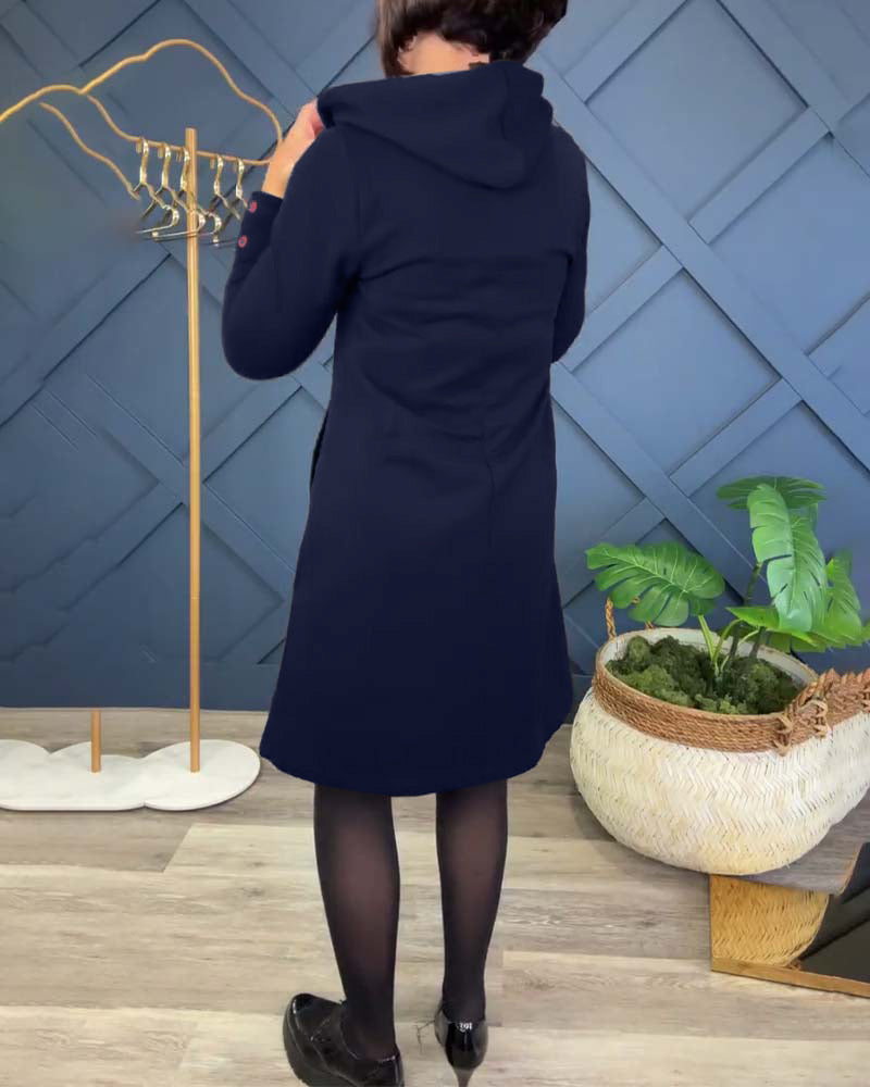 Robe décontractée à capuche zippée et imprimé cercle