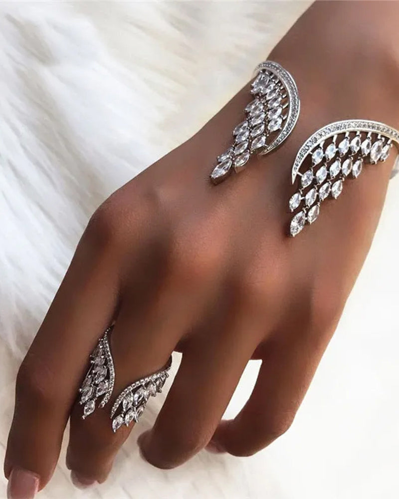 Bague et bracelet ailes d'ange