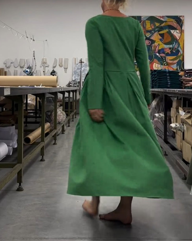 Robe unie à col rond