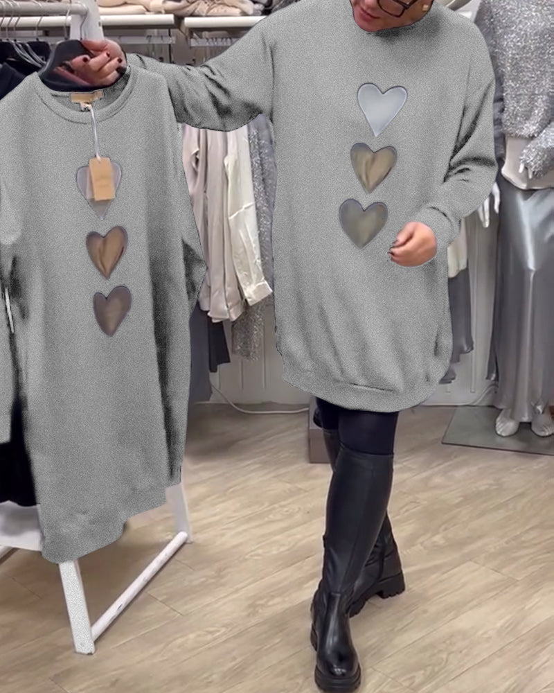 Robe Shift Cœur Motif Casual