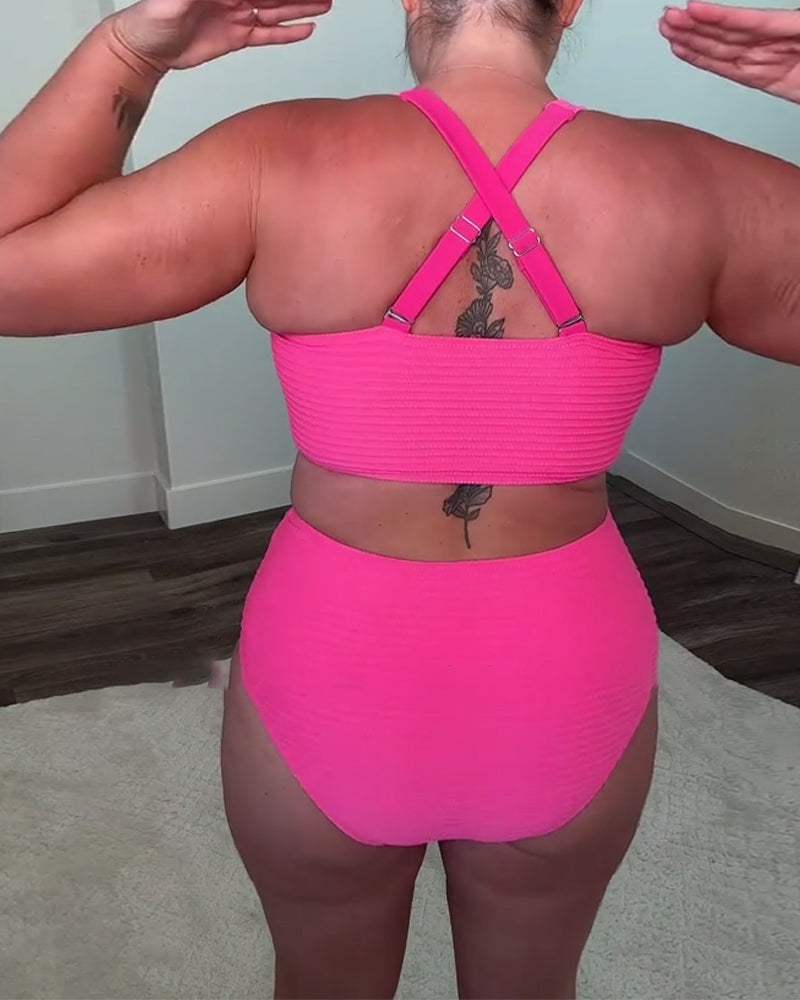 Bikini décontracté triangle de couleur unie