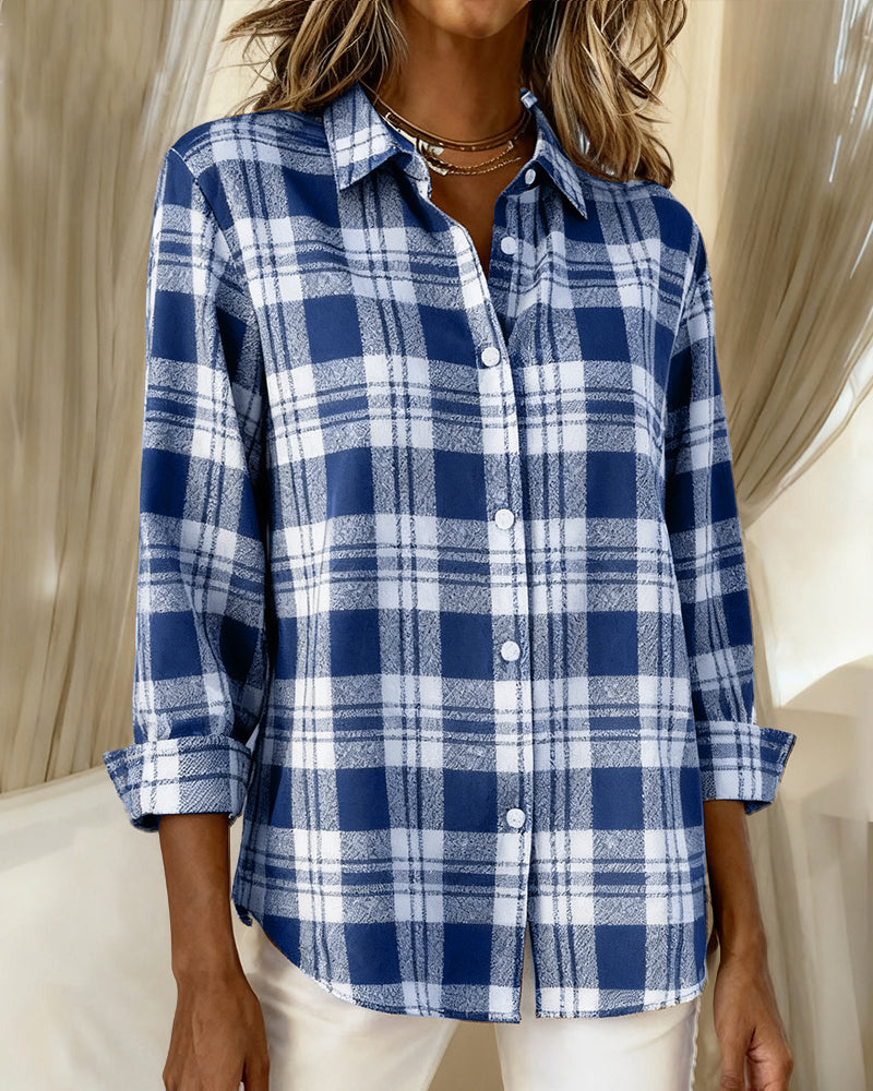 Blouses Tendance À Manches Longues À Carreaux