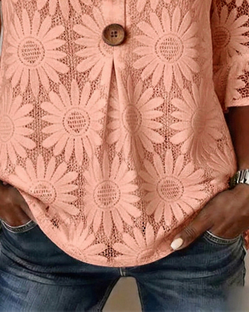 Blouse À Imprimé Marguerite Et Manches À Volants