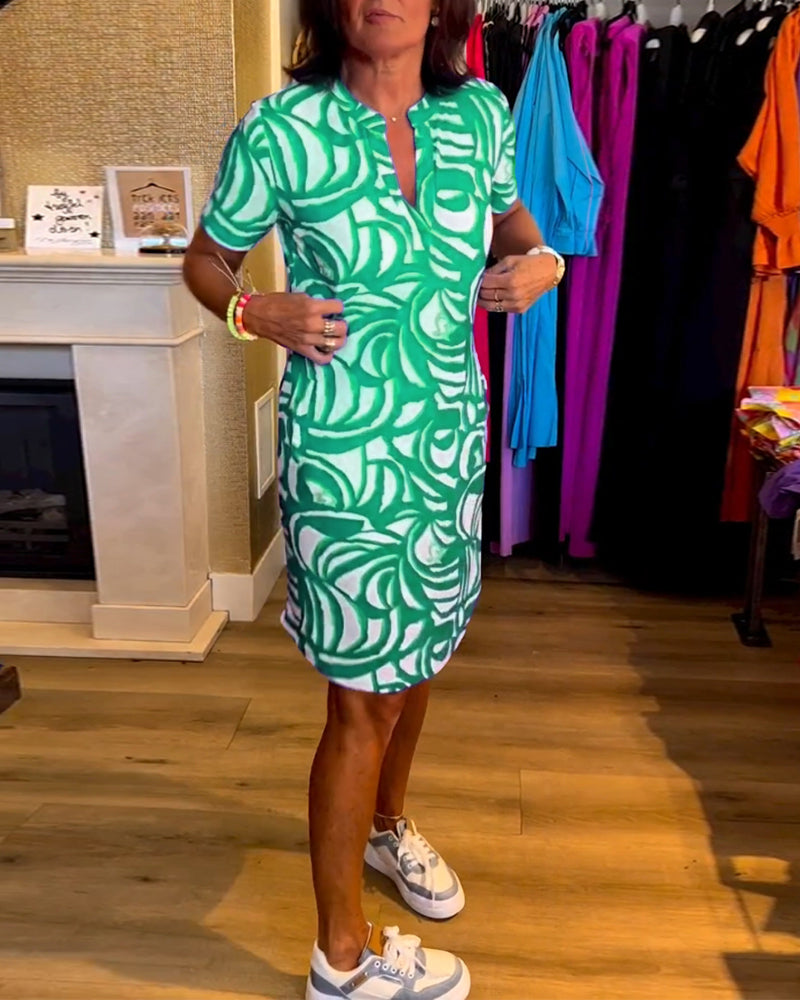 Robe imprimée décontractée à manches courtes