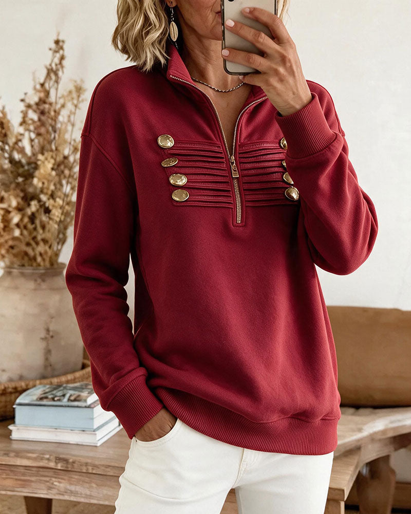 Sweat Vintage Unicolore À Col Montant