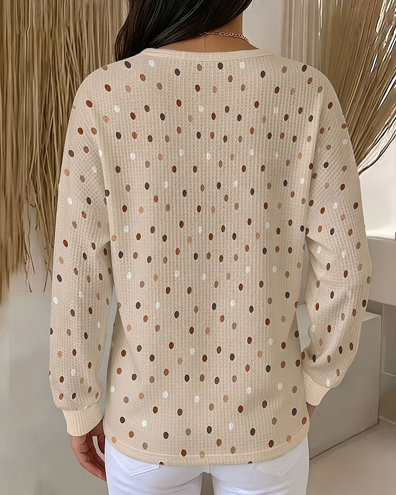 Sweatshirt Col Rond À Pois