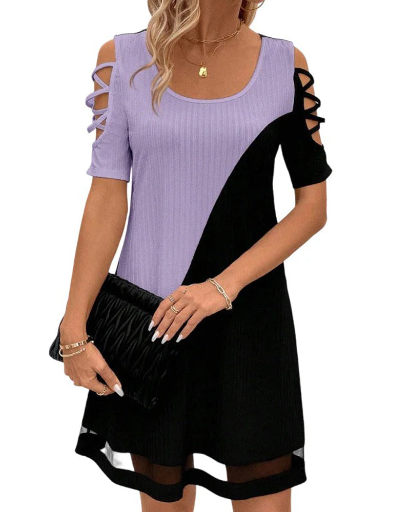 Robe Bloc Couleur Manches Courtes