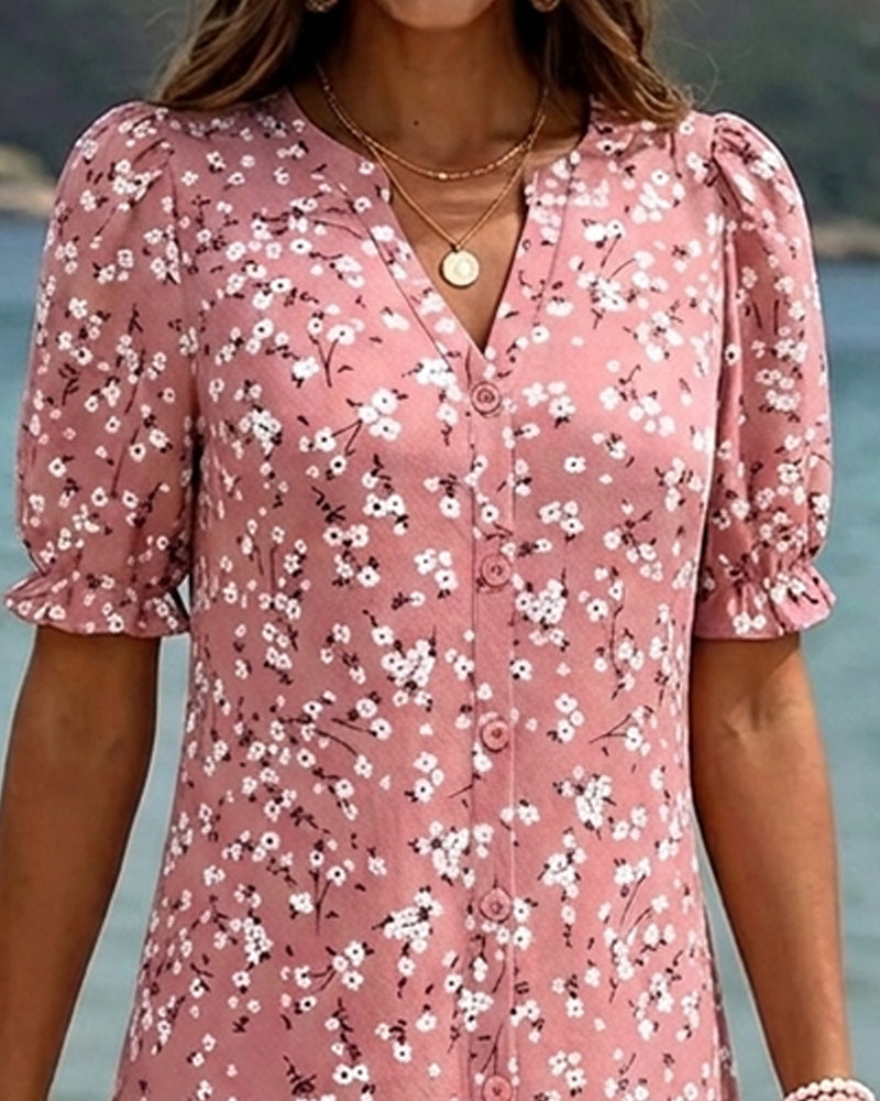 Robe Florale Col V Superposée