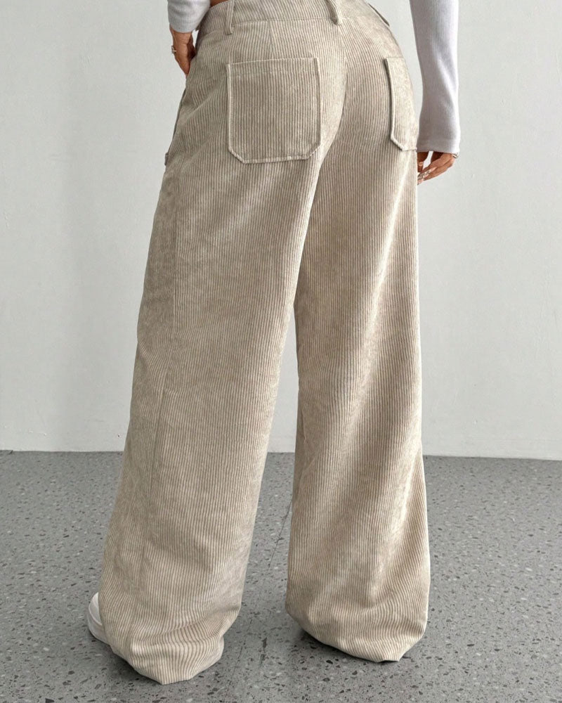 Pantalon Devant Dos Poche Unie Jambe Droite Long