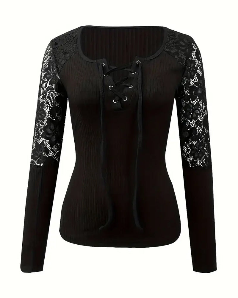 Blouse à Col Lié Tricoté