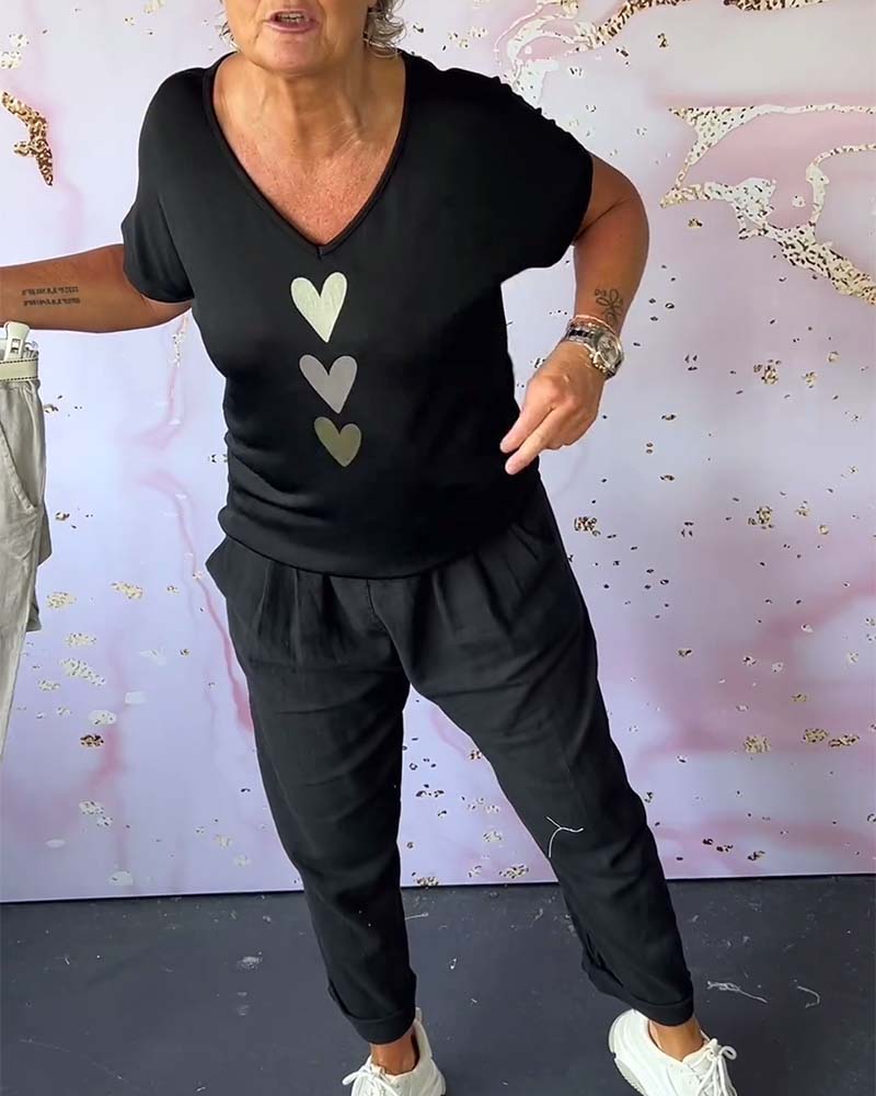 Blouse love manches courtes col V