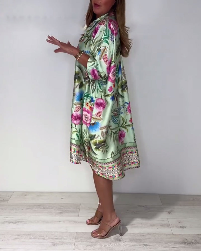 Robe Col montant Vacances Florale