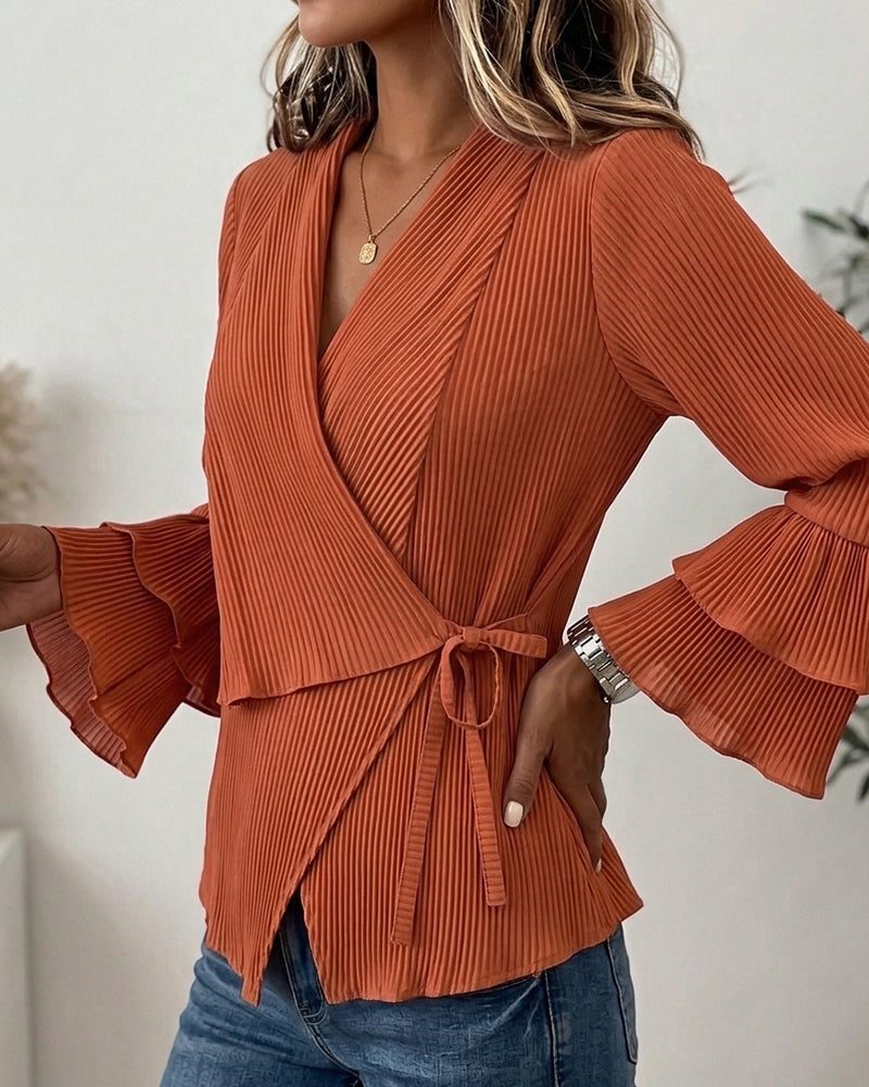Blouse Manches Évasées À Lacets