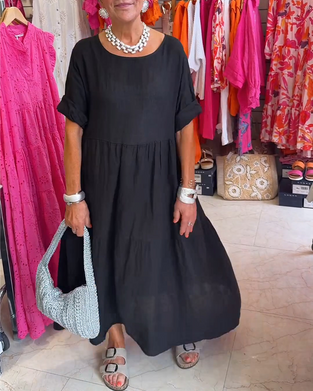 Robe Plissée Décontractée Unie