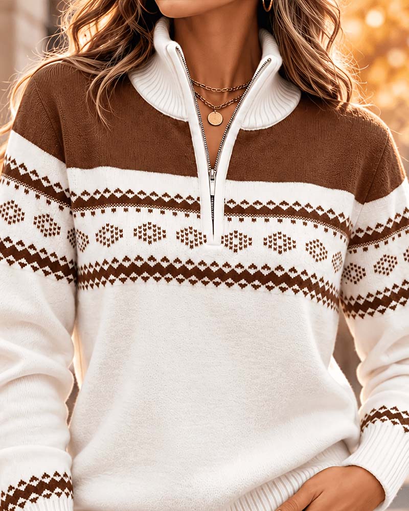 Pull Demi-Zip Col Montant Loose