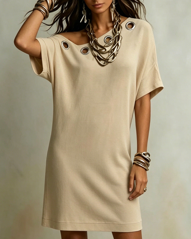 Robe Unie Une Épaule Anneau T-Shirt