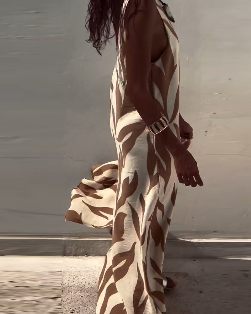 Robe Sans Manches Dos Nu Imprimée