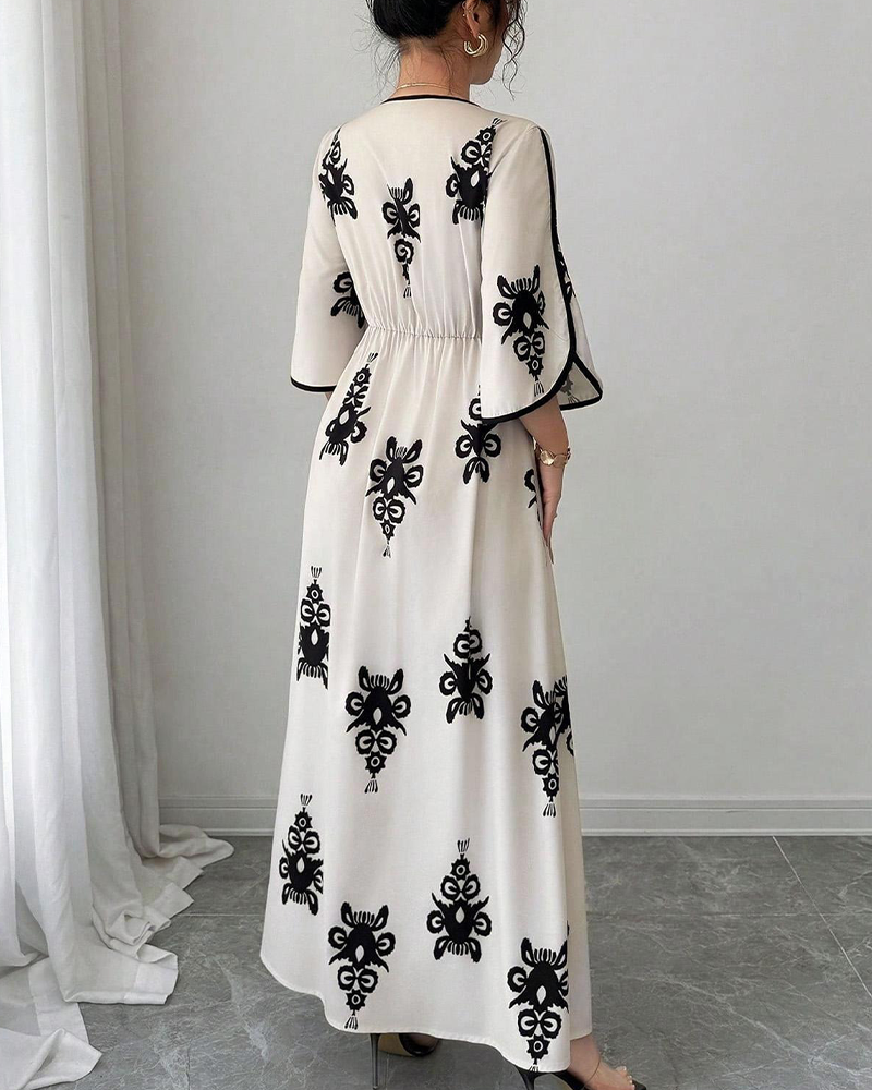 Robe Maxi Imprimé Bohème Col V