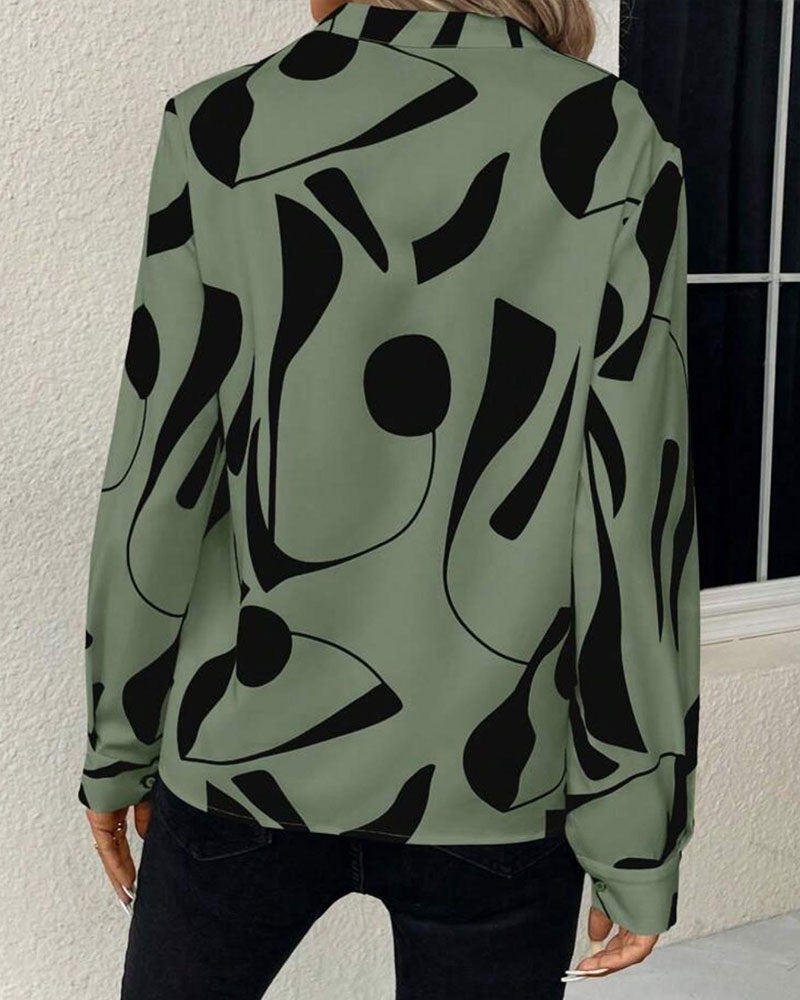 Blouse Abstrait Géométrique Imprimé