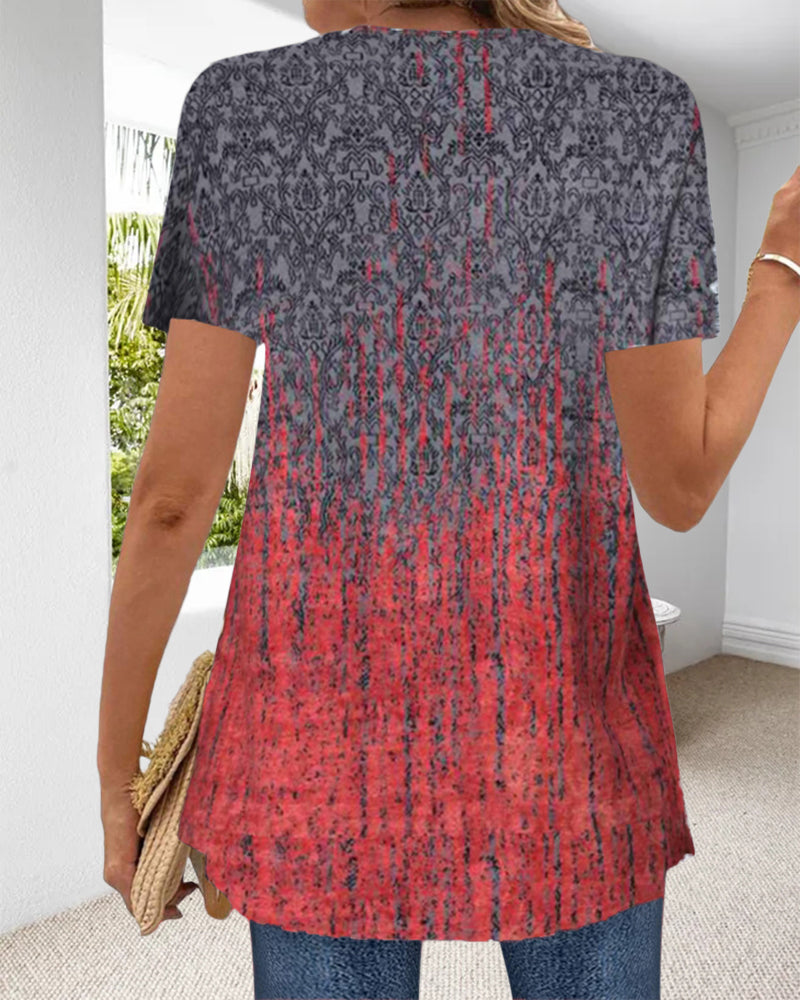 Blouse Fausse Deux-Pièces Manches Courtes Irrégulier