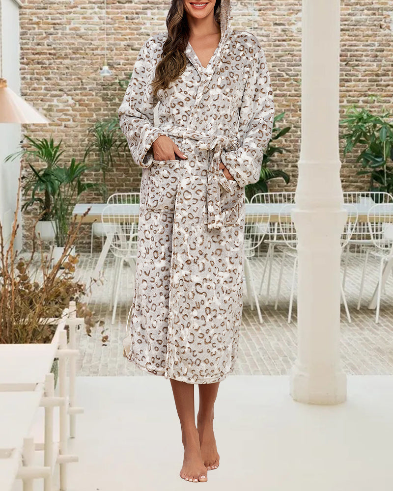 Flanelle Robe Avec Imprimé Léopard Et Élégant Caractéristiques