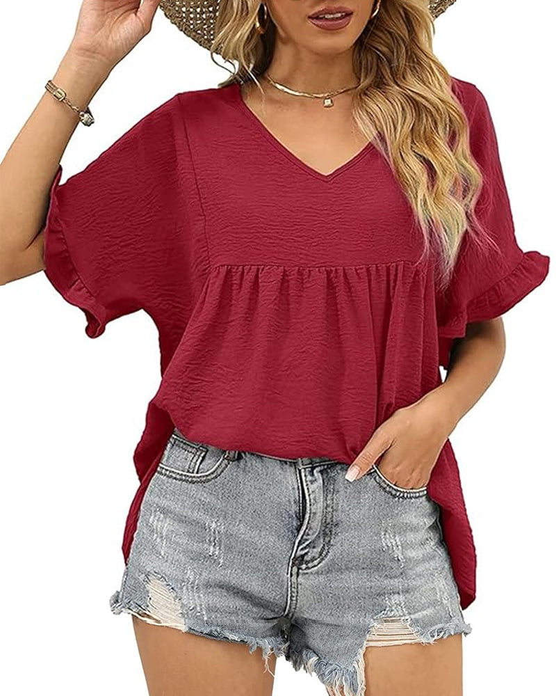 Blouse Décontractée Volant Coupe Loose