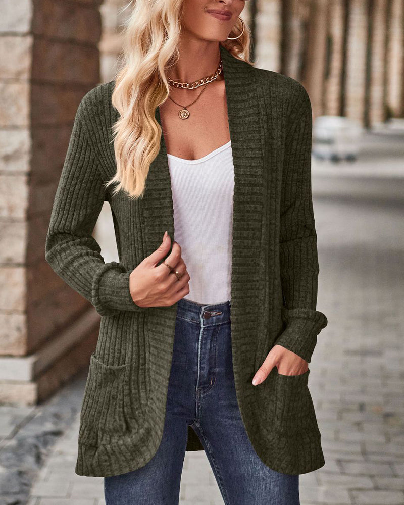 Manteau Brossé Décontracté Manche-Longue