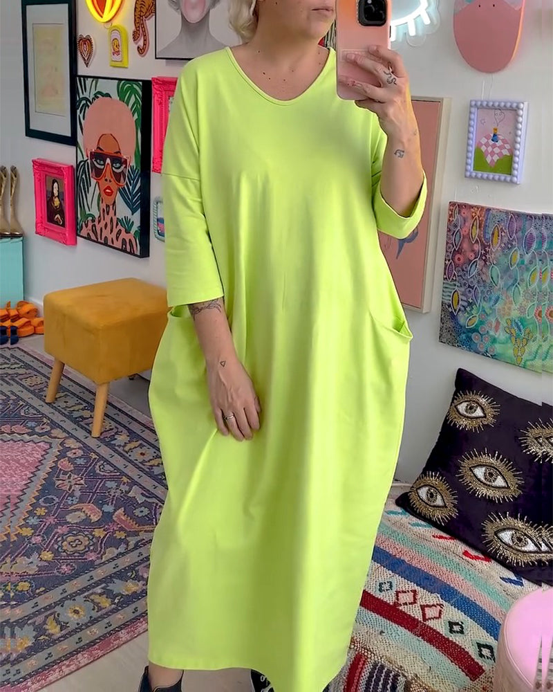 Robe Manches Courtes Poche T-Shirt