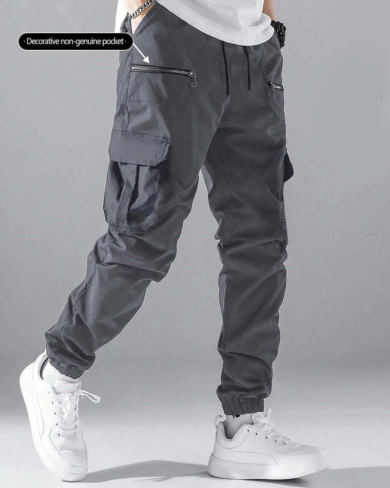 Pantalon Poche Cordon Fermeture Éclair Homme Cargo