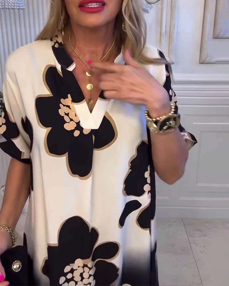 Robe décontractée à col montant imprimée