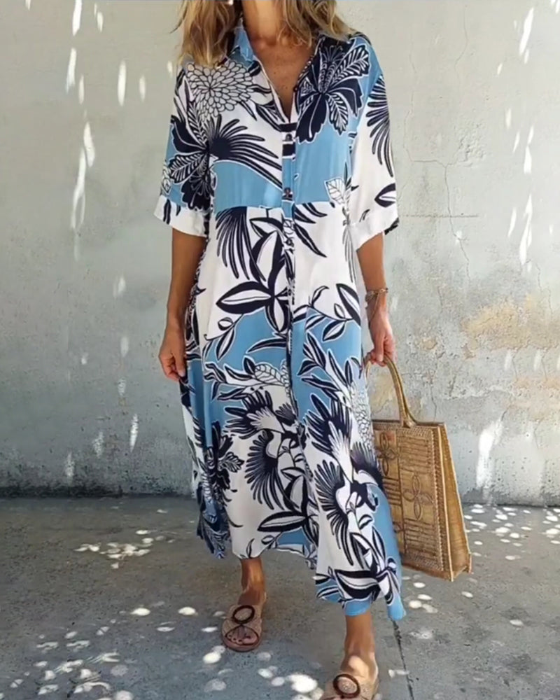 Robe chemise décontractée à imprimé floral