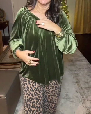 Haut décontracté à col en V et manches longues